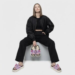 Zapatillas de casa para mujer patrón de vacas Morado Rosa Beige Damskie PRD-001