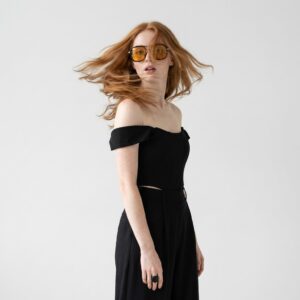 Gafas aviador con cristales naranjas NOIR SUNGLASSES Negro, dorado unisex