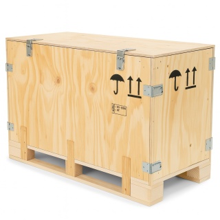Skrzynia transportowa z otwieranym bokiem IPPC 1200x800x1000 mm – Sklejka + drewno, certyfikowana, łatwy załadunek