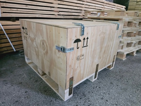 Skrzynia transportowa z otwieranym bokiem IPPC 1000x1000x666 mm – Sklejka + drewno, certyfikowana, wygodny załadunek