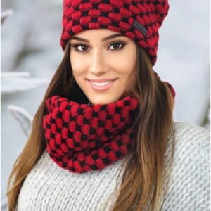 Kamea Winter Set Hat with Fleece and Snood Red One Size