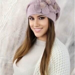 Kamea CINDY beret angora lilac floral decoration