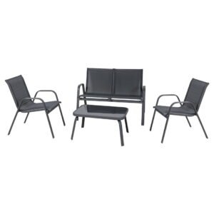 Mirpol Garden Furniture Set RIVET Black 4 Seats