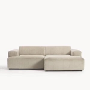 Corner Sofa Melva DEQ21WES88106-167943 – 3-Seater, Light Beige Corduroy, 238×143×75 cm