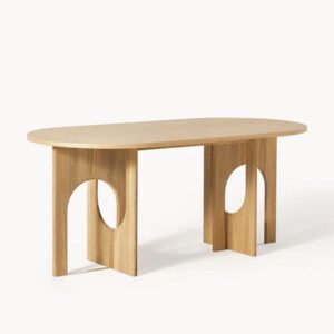 Ovaler Esstisch Apollo DEQ23WES82926-199648 - 180×90×76 cm, Platte aus Eichenfurnier, Beine aus Eiche und Metall