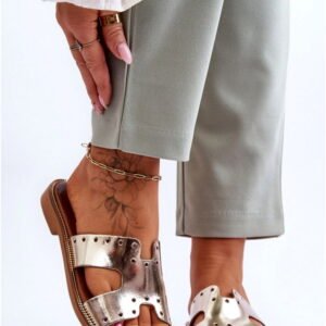 Step In Style Klapki Skórzane | Emily 40326 Gold Damskie