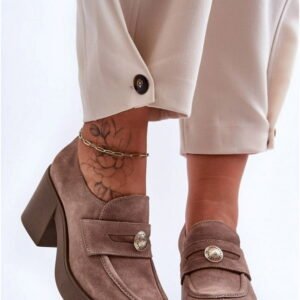 Step In Style Półbuty Skóra Zamszowa | Dunadia 20148 Beige Damskie