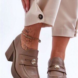 Step In Style Półbuty Skórzane | Model Dunadia 20148 Dark Beige Damskie