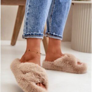 Step In Style Kapcie Futerko | Lavitera WSL-188 Beige Damskie