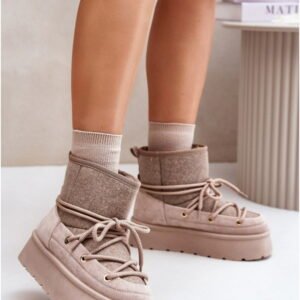 Step In Style Śniegowce Zamszowe Ocieplane | Mavora HY868-39 Beżowe Damskie