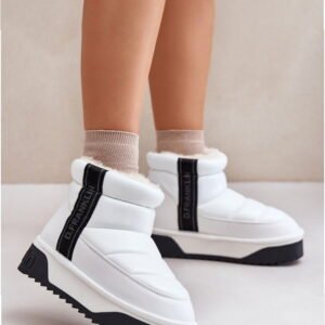 D.franklin Śniegowce Ocieplane Skóra Ekologiczna | Dfsh371011 White Damskie