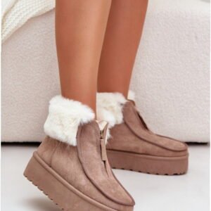 Step In Style Śniegowce Damskie Eko Zamsz | Model Filiala 24891 Dark Beige