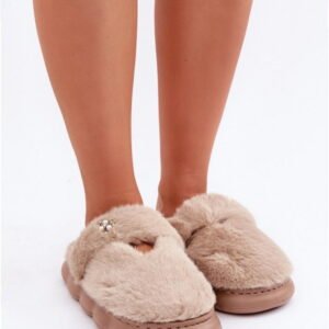Step In Style Kapcie Futrzane | Primaria YL-318 Dark Beige Damskie
