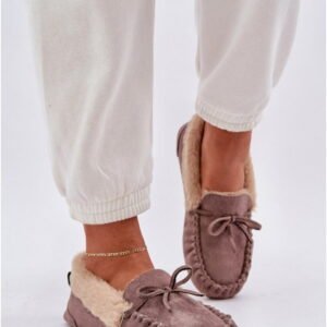 Step In Style Kapcie Zamszowe Ocieplane | Model Kleogoria Md1037-7 Dark Beige