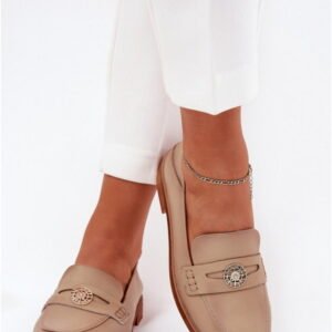 Vinceza Mokasyny Skórzane | Model 18100 Beige Damskie