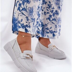 Step In Style Mokasyny Skóra Naturalna | Vinceza 88007 Light Grey Damskie