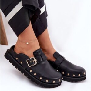 Big Star Klapki Skórzane na Platformie | Model Rr274a378 Black Damskie