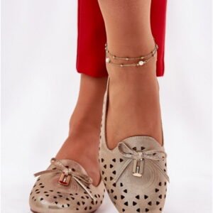 Step In Style Baleriny Zamszowe | Navinnia Asa222-7 Gold Damskie