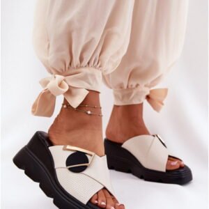 Step In Style Klapki Skóra Naturalna | Artiker 56c1585 Beige Damskie