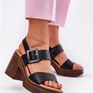 Vinceza Sandały na Obcasie Skóra Ekologiczna | Model 17387 Black Damskie