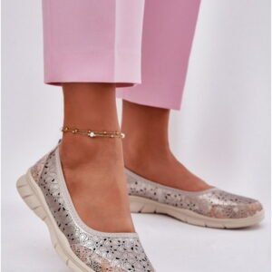 Step In Style Baleriny Skóra Naturalna | Leaneila 25PB18-8199 Gold Damskie