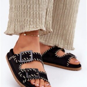 Step In Style Klapki Zamszowe | Visley G474 Black Damskie