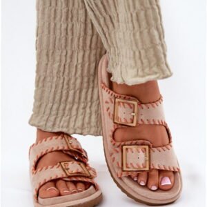 Step In Style Sandały Klapki Eko Zamsz | Visley G474 Beige Damskie