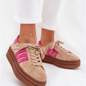 Step In Style Sneakers Zamszowe | Eldira GD-LX1075F Beige/Pink Damskie