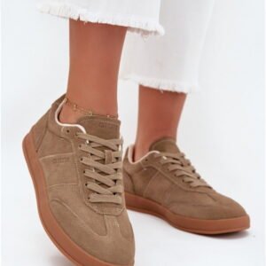 Big Star Sneakers Skórzane Zamszowe | Model Ss274675 HI-POLY System Beige Damskie