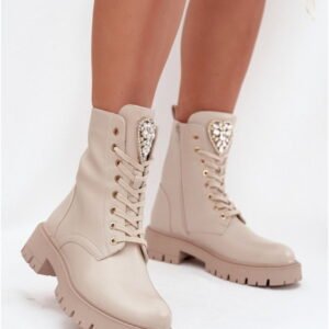 Step In Style Botki Skórzane | Rosira Des837s Beżowe Damskie