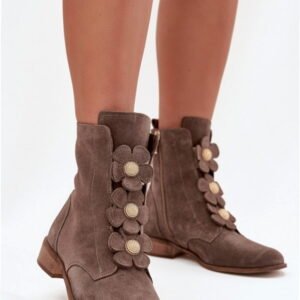 Step In Style Botki Zamszowe | Model Zazoo 3085 Dark Beige Damskie