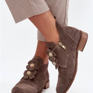 Step In Style Półbuty Zamszowe | Model Zazoo 3080 Dark Beige Damskie