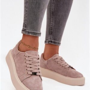Vinceza Sneakers Skóra Zamszowa | Model 79578 Beige Damskie