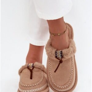 Step In Style Kapcie Zamszowe | Perivelle 608 Beige Damskie