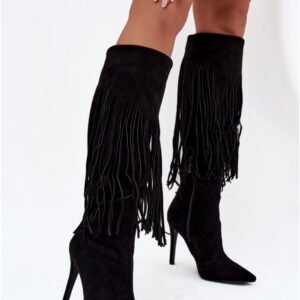 Step In Style Kozaki Zamszowe na Szpilce | Isalune H-59 Black Damskie