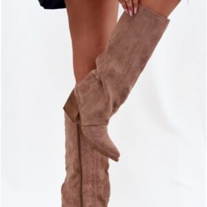 Step In Style Kozaki Zamszowe | Isalina LQ-160 Beżowe Damskie