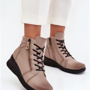 Vinceza Botki Skórzane | Model 39963 Beige Damskie