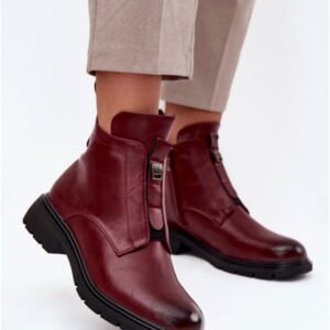 Jezzi Botki Skóra Ekologiczna | Model Roselle Rmr2501-1 Bordo Damskie