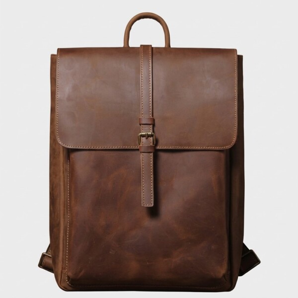 BCK-002_P1.jpg Skórzany plecak vintage retro Berg Backpack Brązowy Unisex
