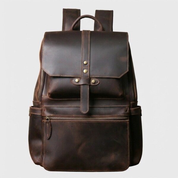BCK-005_P1.jpg Skórzany vintage z przegródkami NOIR BACKPACK Brązowy unisex