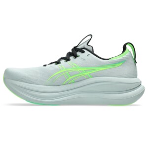 Sneakersy unisex ASICS GEL-Nimbus 28 Extra Wide, szaro-zielone, siatka i syntetyk, szeroka cholewka 1011C145-400