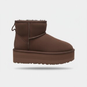 Śniegowce damskie UGG Classic Ultra Mini Platform, brązowy zamsz, futrzana wyściółka, platforma, 1135092-BCDR
