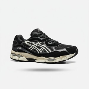Sneakersy ASICS Gel-NYC Black Cream, unisex, materiał tekstylny i syntetyk, czarno-biała kolorystyka, konstrukcja miejska 1203A663-002