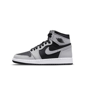 Sneakersy Air Jordan 1 High OG Shadow 2.0, unisex, skóra naturalna, cholewka wysoka, podeszwa gumowa, amortyzacja Air, czarno-szary, 555088-035