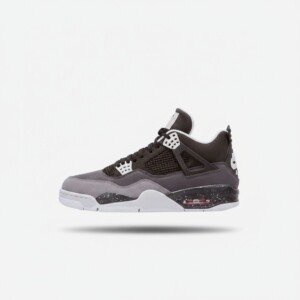 Sneakersy męskie Air Jordan 4 Retro Fear Pack, nubuk szary czarny, poduszka Nike Air w pięcie, nakrapiana podeszwa 626969-030