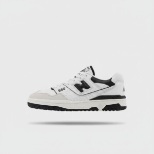 Sneakersy unisex New Balance 550 White Black, skóra i zamsz, perforowana cholewka, przydymiona podeszwa guma, BB550LM1