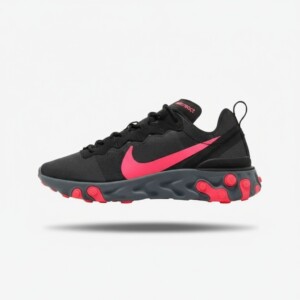 Sneakersy Nike React Element 55 Black Solar Red, unisex, tekstyl i siatka, czarno-czerwone, BQ2728-002
