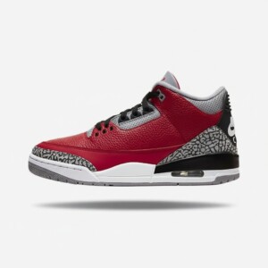 Sneakersy unisex Air Jordan 3 SE Unite, skóra naturalna, nadruk elephant print, naszywka Nike Chi, czerwono-szare, CU2277-600