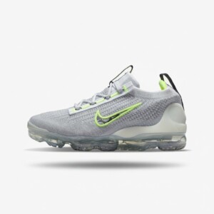 Sneakersy Air VaporMax 2021 Flyknit, Wolf Grey Volt, unisex, Flyknit, poduszka Air, guma Nike Grind, szary biały, DH4085-001