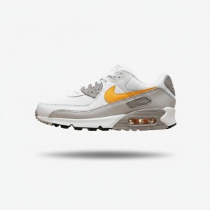 Sneakersy Nike Air Max 90 White Laser Orange, unisex, siatka i skóra naturalna, poduszka Max Air w pięcie, DM0029-119